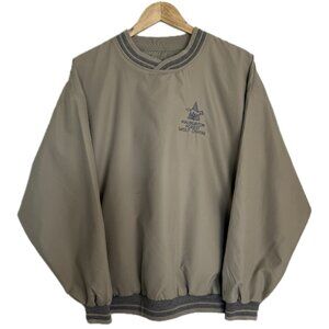 Vintage Golf Pullover Jacket Men Large Tan Grey 90s Windbreaker Forest Wolf Logo